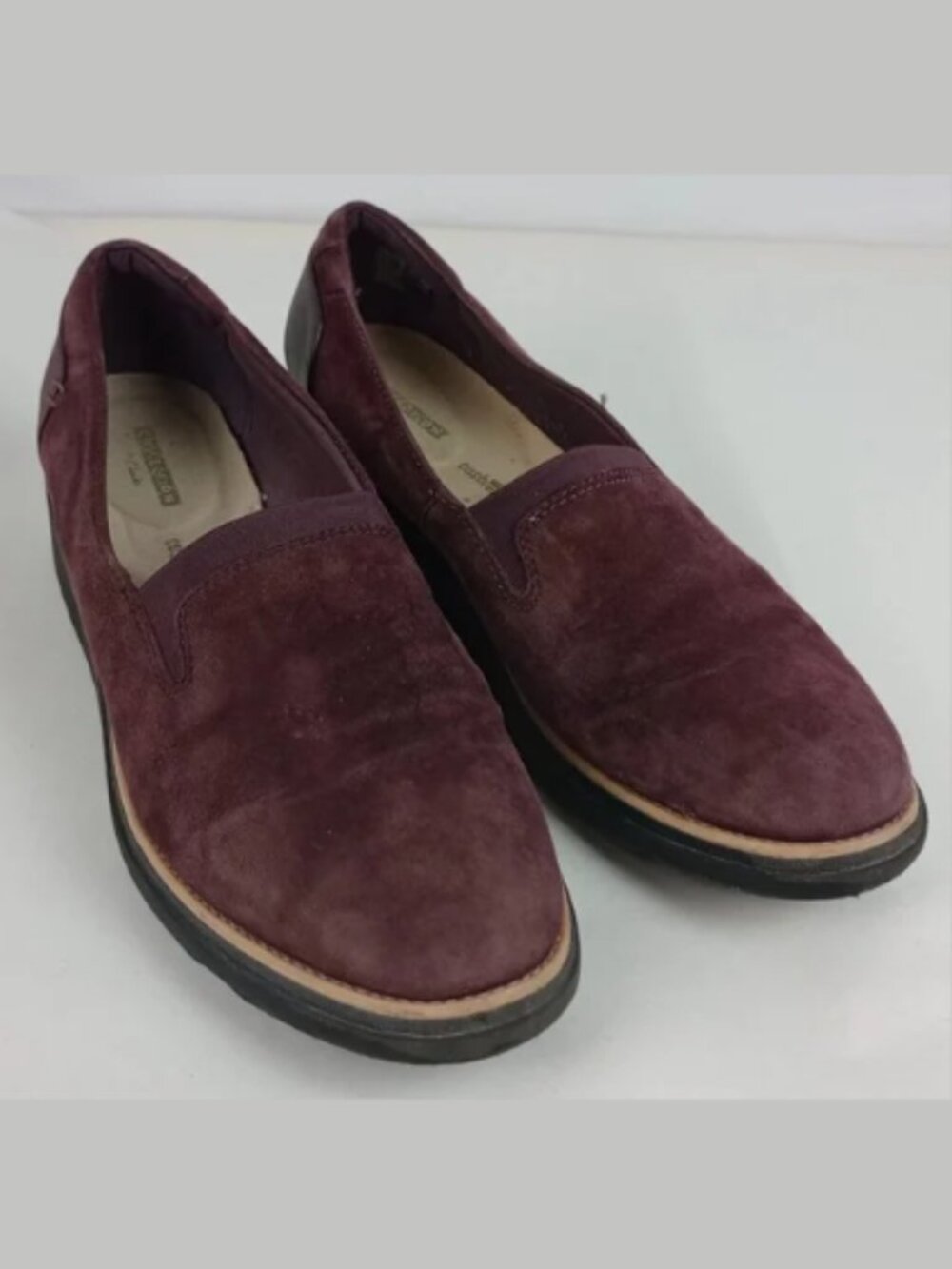 Clarks Womens 10M Purple Suede Sharon Dolly Slip On‎ Loafers